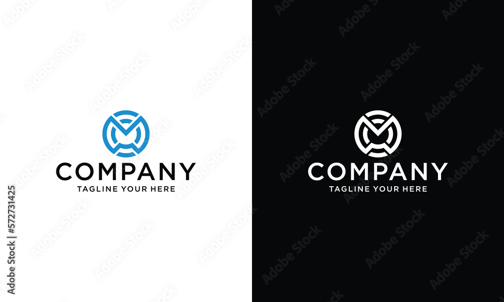 MO letter logo design and monogram logo on a black and white background ...