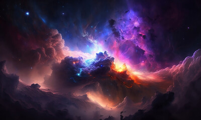 fantastic colorful galaxy wallpaper. high resolution background. productive ai