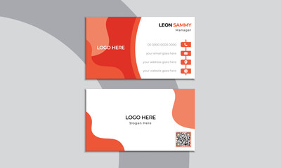 Wall Mural - Abstract shape-based orange name card template.Vector design for personal usage.