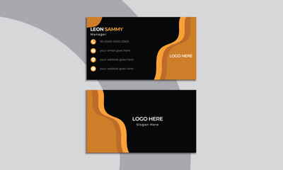 Wall Mural - Black and yellow combination name card design set template.Creative abstract design.