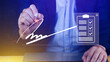 © rawintanpin - Electronic Signature Concept, Electronic Signing Businessman signs electronic documents on digital documents on virtual laptop screen using stylus pen, Paperless workplace idea.