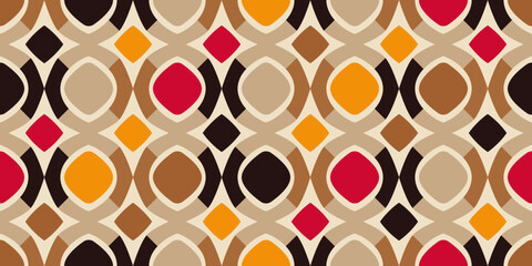 Poster - Geometric pattern coffee, yellow, crimson colors. Vector background with mesh. For seamless printing. Used for printing on the surface, fabric, wallpaper, notebooks, packaging.