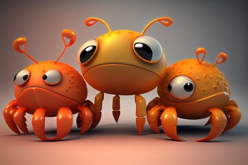 Wall Mural - Background of a 3D Cute Crab Character. Generative AI