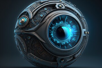 Bionic eye illustration, technology and robotics concept. Generative AI