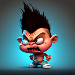 Wall Mural - angry boy cartoon character