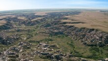 Aerial Of Dinosaur Fossil Valley In Alberta