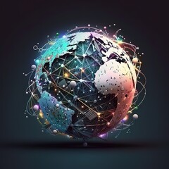 Wall Mural - Global world networks and telecommunications on Earth, generative ai