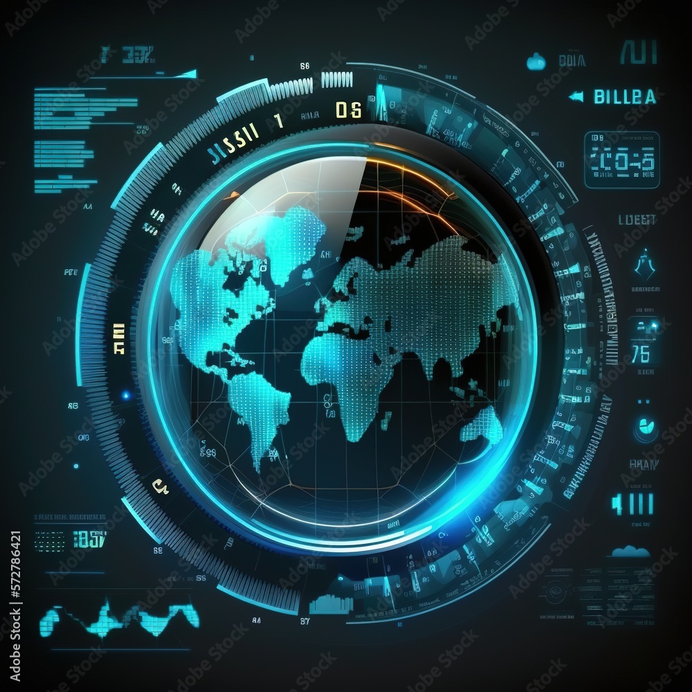 Stock-Illustration „HUD ui futuristic user interface. global world map ...