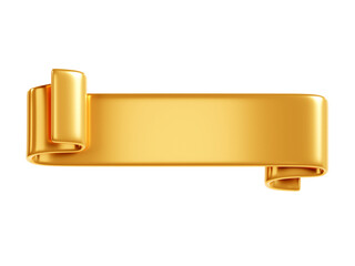 Wall Mural - golden ribbon banner 3d render - illustration of glossy rolled text box for title sign or advertisin