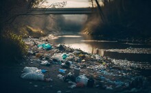 A River Polluted With Trash