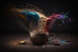 Kawa abstrakcyjny kolorowy akrylowy Generative AI
