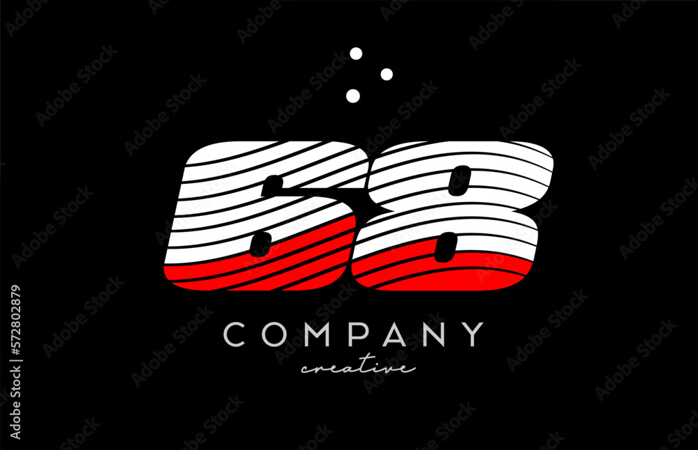 68 number logo with red white lines and dots. Corporate creative ...