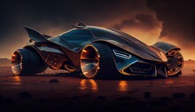 Futuristic Design Car On A Black Background. Generative AI