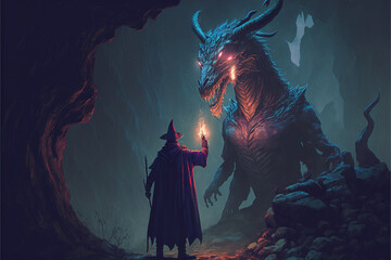 dragon with an wizard