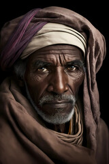 Portrait of a nomad touareg man - generated by generative AI