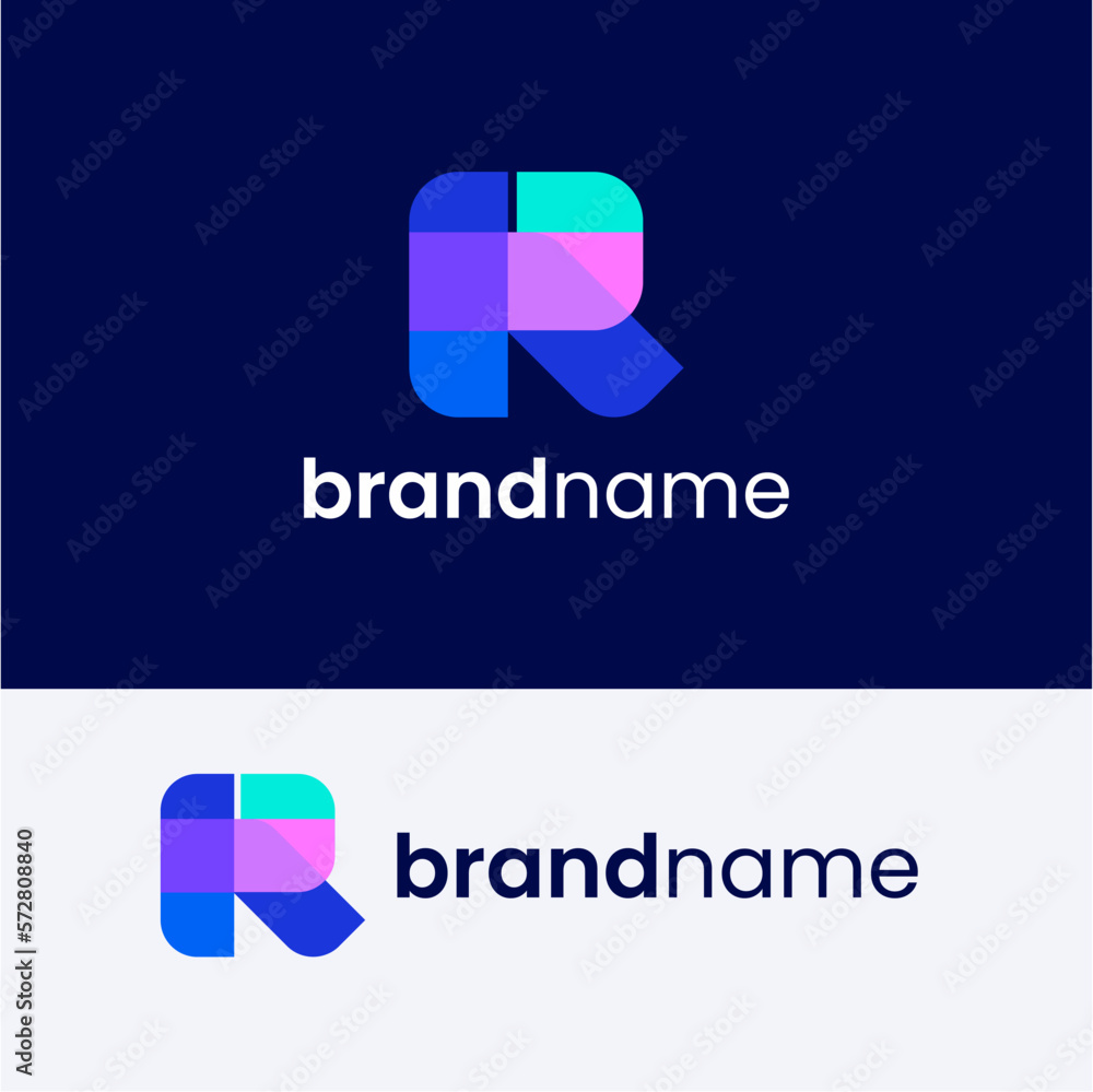 R Letter Overlapping Shape Logo Design Stock Vector | Adobe Stock