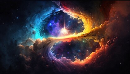 Wall Mural - colored galaxy in space surrounded by stars. generative ai