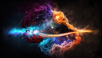 Wall Mural - colored galaxy in space surrounded by stars. generative ai