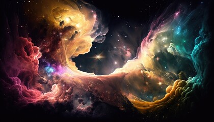 Wall Mural - colored galaxy in space surrounded by stars. generative ai