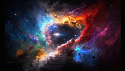 Wall Mural - colored galaxy in space surrounded by stars. generative ai