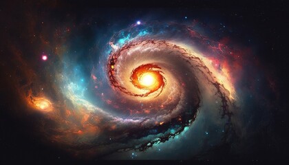 Wall Mural - colored galaxy in space surrounded by stars. generative ai