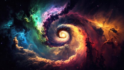 Wall Mural - colored galaxy in space surrounded by stars. generative ai