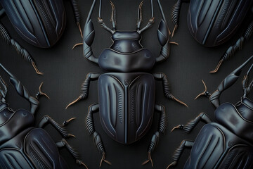 Wall Mural - Bugs knolling illustration patterncreated with Generative AI technology