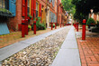 A small walkway separates the homes on Elfreth's Alley in Philadelphia, said to be the oldest inhabited street in America
