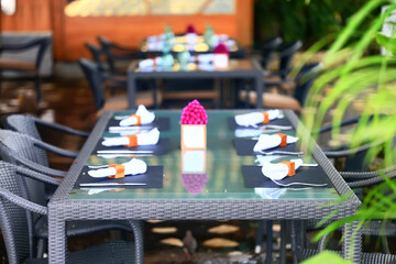 Canvas Print - table setting in the restaurant for the cafe interior menu