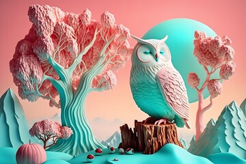 owl landscape created using AI Generative Technology