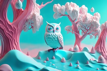 owl landscape created using AI Generative Technology