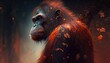 Cool, Epic, Artistic, Beautiful, and Unique Illustration of Orangutan Animal Cinematic Adventure: Abstract 3D Wallpaper Background with Majestic Wildlife and Futuristic Design (generative AI)