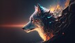 © Get Stock - Cool, Epic, Artistic, Beautiful, and Unique Illustration of Wolf Animal Cinematic Adventure: Abstract 3D Wallpaper Background with Majestic Wildlife and Futuristic Design (generative AI)