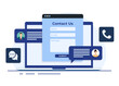 © Whiskerz - Contact us form on laptop screen with message bubbles flat illustration for web banner, mobile app, business presentation, advertising material, Customer support, customer service, online support, hel