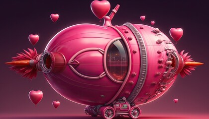 Wall Mural - A pink airship illustrations, ai art