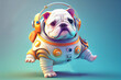 Bulldog, animal dog, bulldog astronaut dog, dog generative ai
