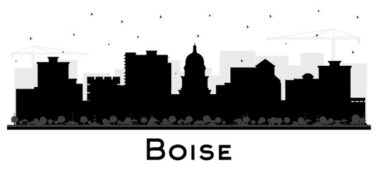Fototapete - Boise Idaho City Skyline Silhouette with Black Buildings Isolated on White. Vector Illustration. Boise USA Cityscape with Landmarks.
