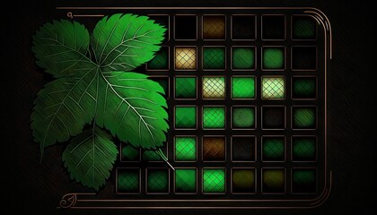 Saint Patrick's Day Geometric Shapes with Grid patterns and Dark color palette : A Beautiful Unique Colorful and Bold 3D Rendering Wallpaper Template for Celebration (generative AI)