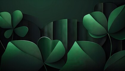 Saint Patrick's Day Geometric Shapes with Minimalist shapes and Dark color palette : A Beautiful Unique Colorful and Bold 3D Rendering Wallpaper Template for Celebration (generative AI)