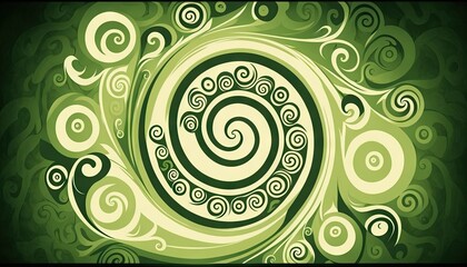 Saint Patrick's Day Geometric Shapes with Swirl designs and Light color palette : A Beautiful Unique Colorful and Bold 3D Rendering Wallpaper Template for Celebration (generative AI)