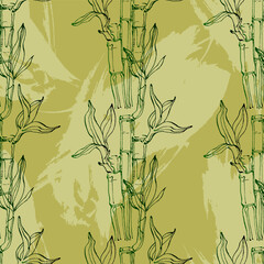 Seamless pattern of bamboo leaf background. Floral seamless texture with leaves.