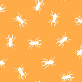 Fototapeta Dinusie - Seamless pattern with simple silhouettes of stag beetles,