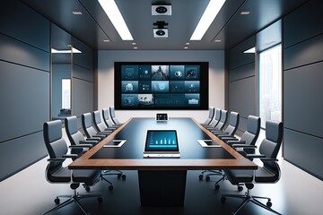 futuristic conference room: a modern conference room equipped with the latest technology for busines