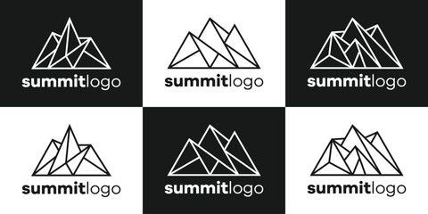 Wall Mural - set logo design summit abstract line icon illustration