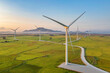© Hien Phung - Panoramic view of wind farm or wind park, with high wind turbines for generation electricity with copy space. Green energy concept. Ninh Thuan, Vietnam