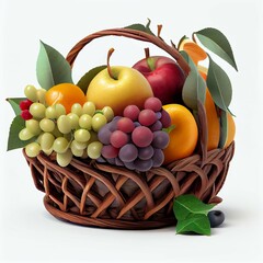 Wall Mural - fruit basket with full of fruits. farm fresh organic fruits