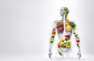 Fresh food in human body , Nutrition for human , Generative Ai