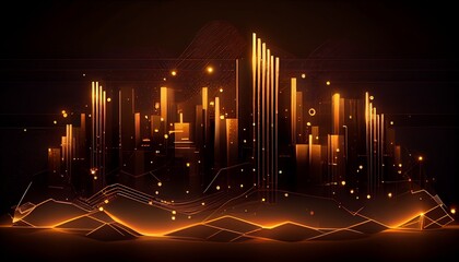 City future digital technology network background. Light gold background. Generative AI, Generative, AI