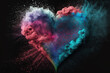 An illustration of a heart made of colorful powder, symbolizing the beauty and energy of love on Valentine's Day. AI generated