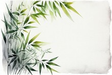 Watercolor Bamboo Painting With Canvas Textur Illustration Background With Generative AI
